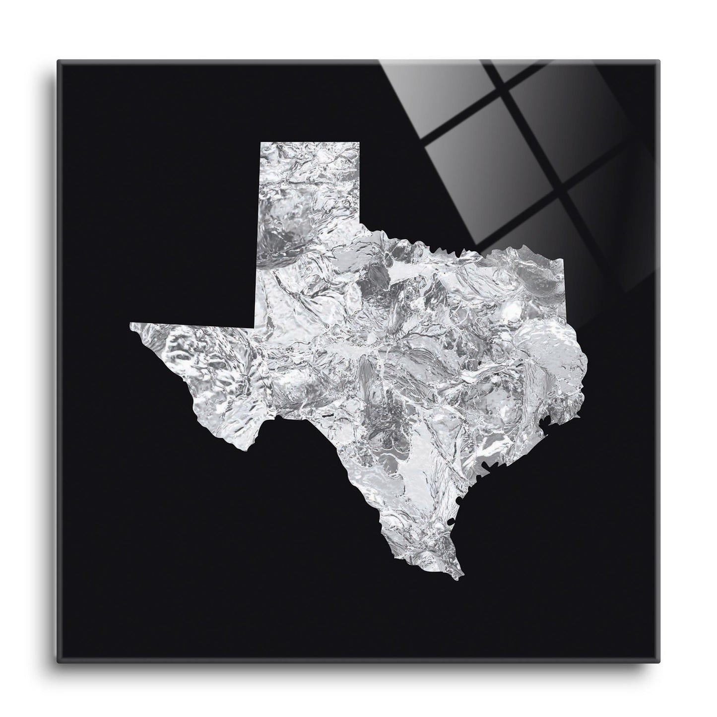 Minimalistic B&W Texas Metal State Shape | Hi-Def Glass Art | Eaches | Min 1