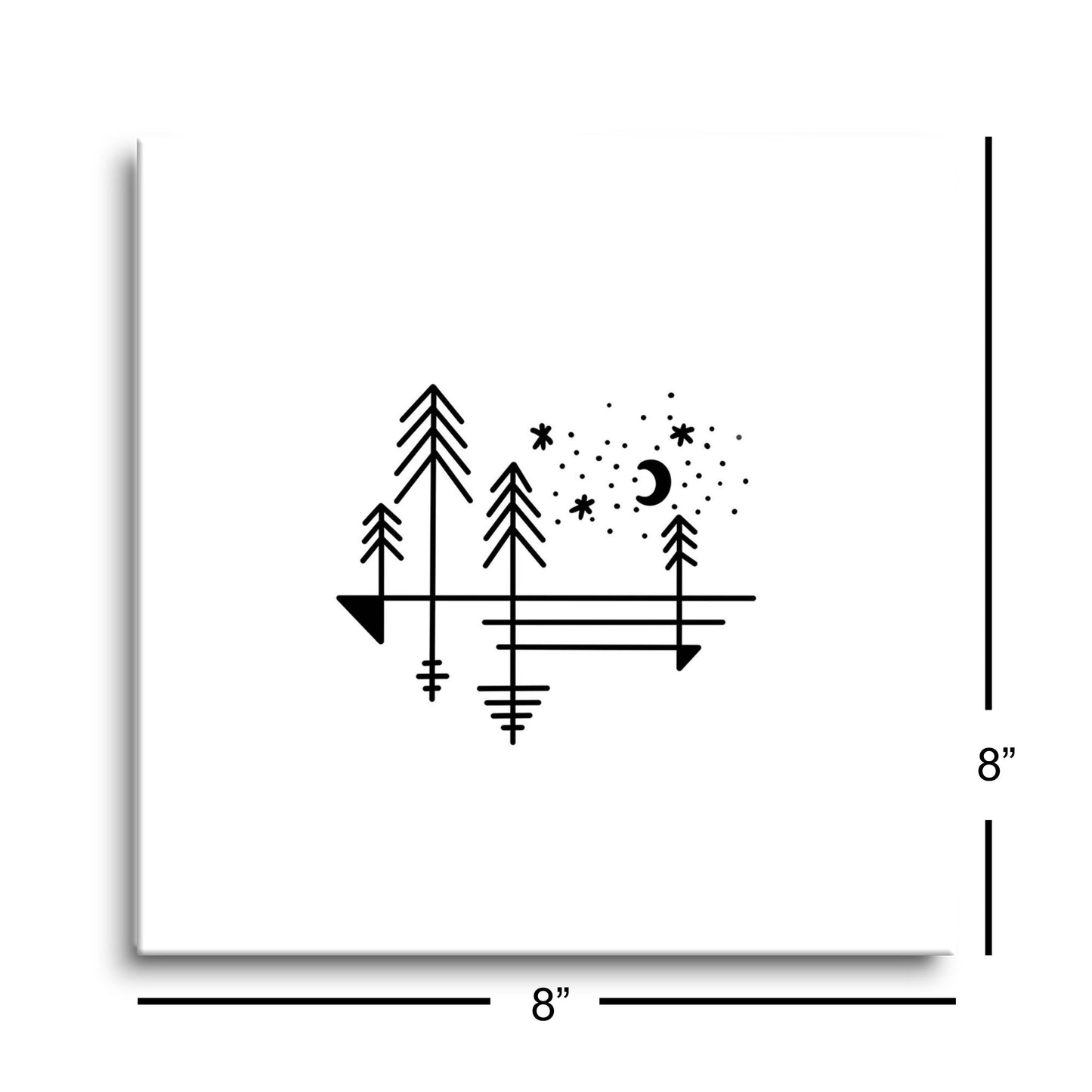 Minimalistic Tree Line Drawing On White| Hi-Def Glass Art | Eaches | Min 2