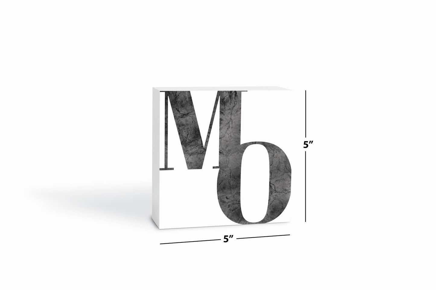 Minimalist B&W Missouri White Initials | Wood Block | Eaches | Min 4