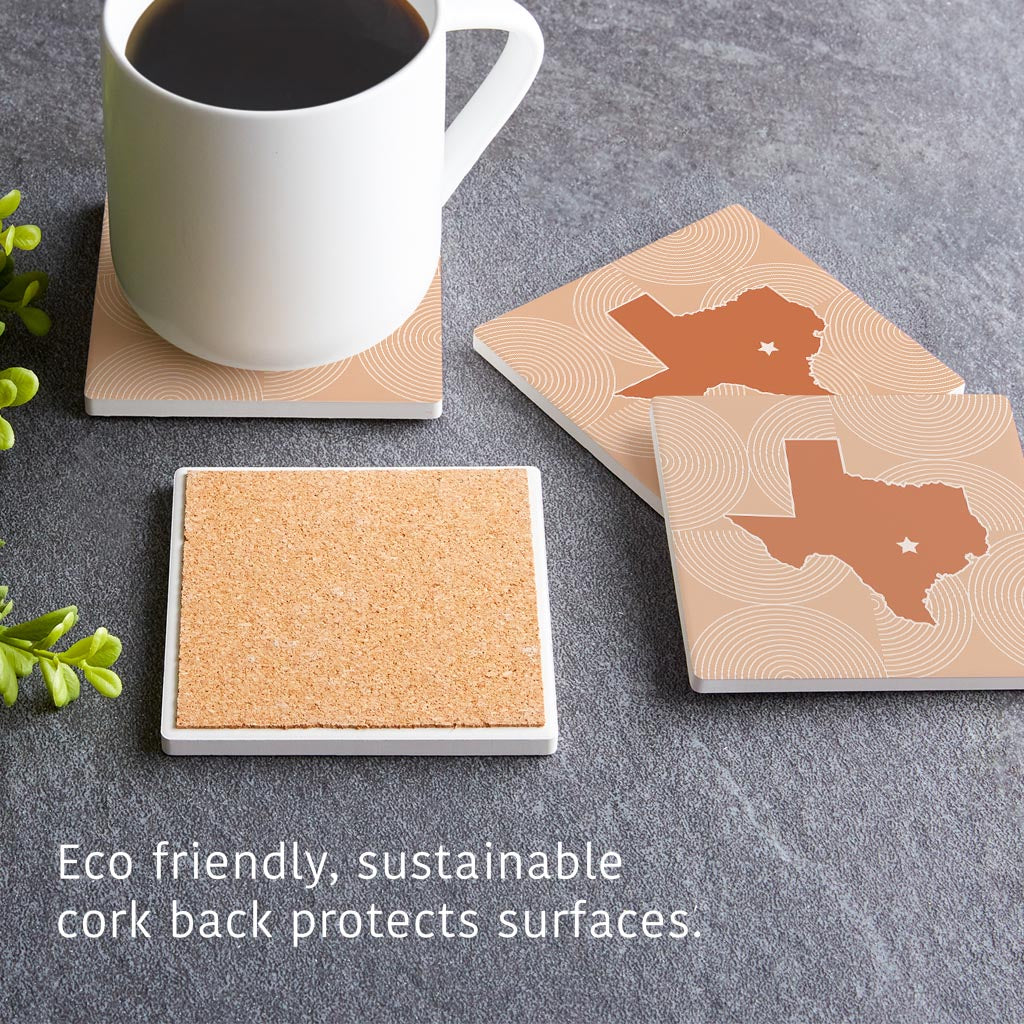 Modern Minimalist Texas Austin Star | Absorbent Coasters | Set of 4 | Min 2