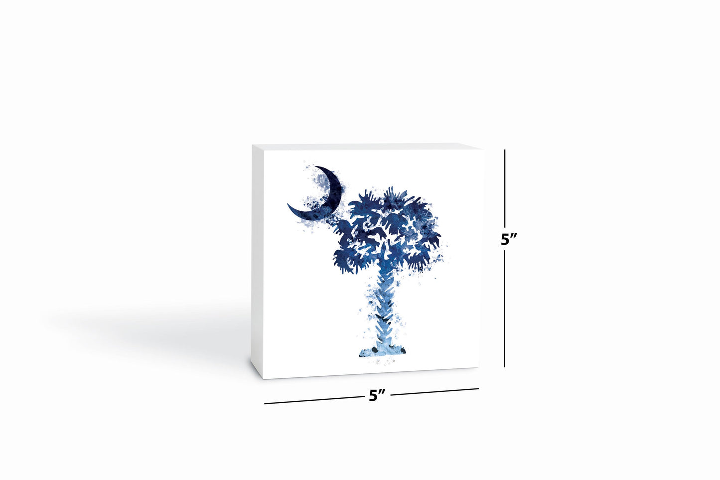 South Carolina Blue Water Color Palm Trees On White | Wood Block | Eaches | Min 4