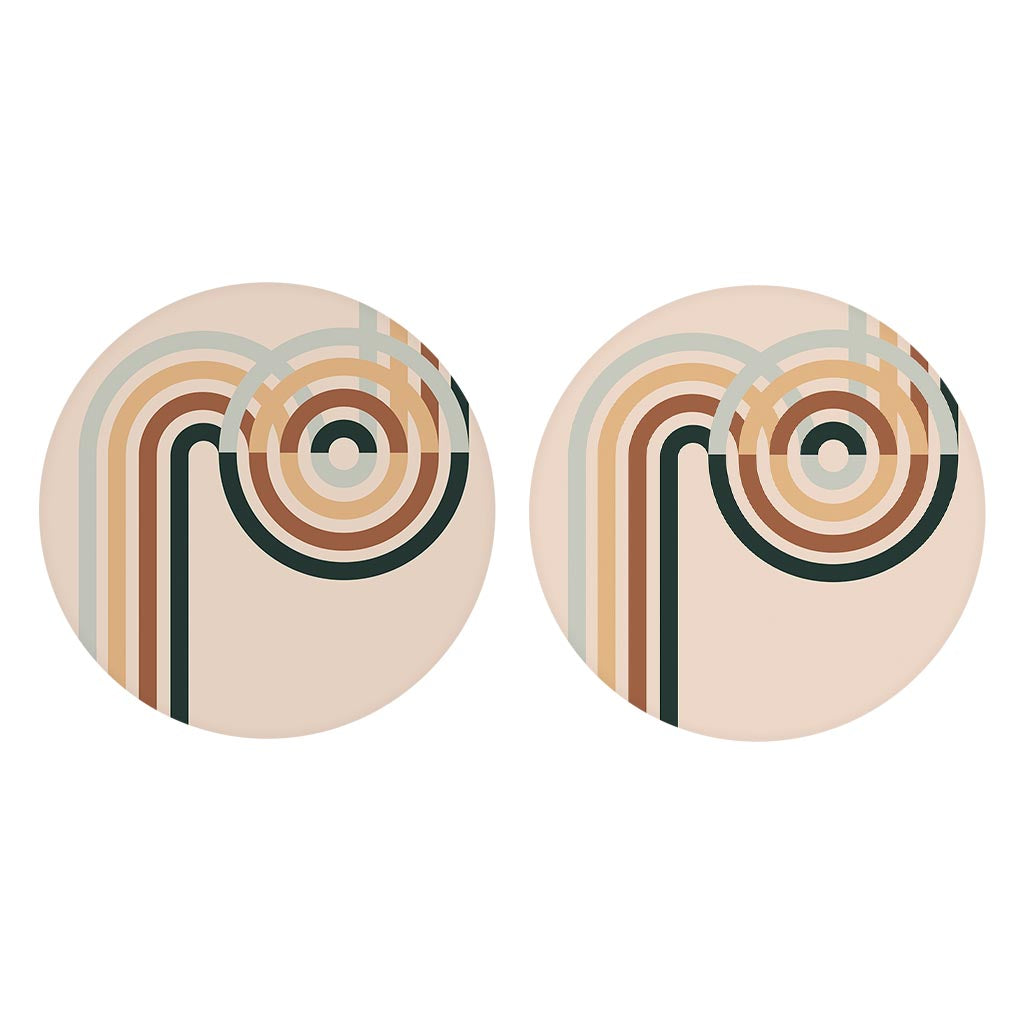 Modern Minimalist Retro Circular Lines| Absorbent Car Coasters | Set of 2 | Min 4