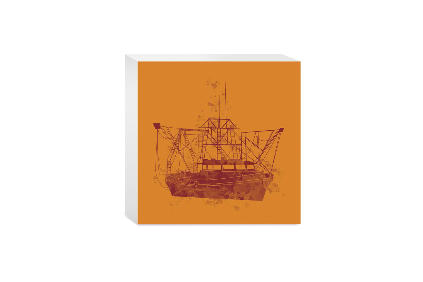 Louisiana Colorful Water Color Shrimp Boat | Wood Block | Eaches | Min 4