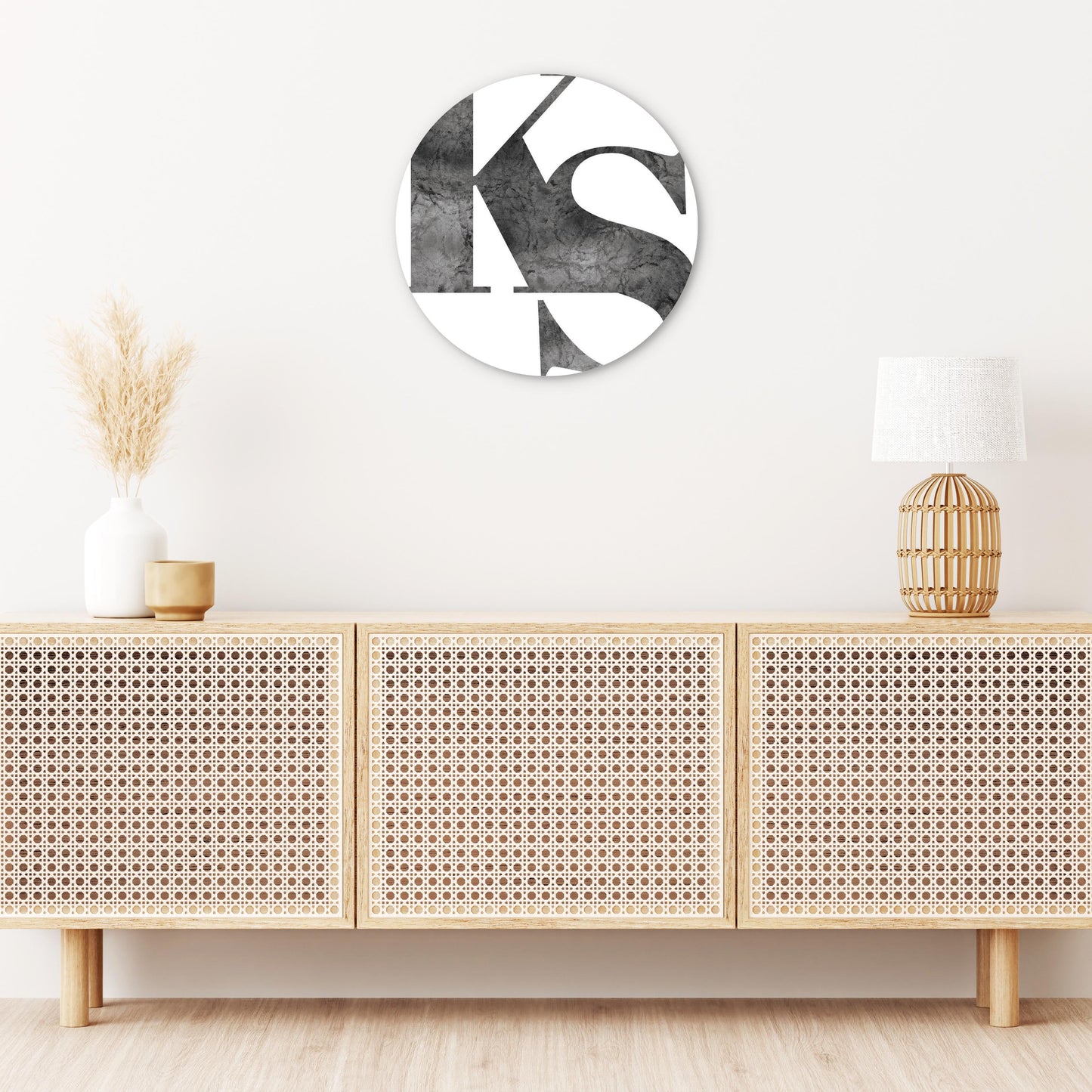 Minimalist B&W Kansas White Initials | Wood Sign | Eaches | Min 1
