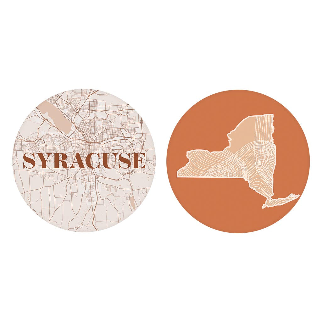 Modern Minimalist New York Syracuse State | Absorbent Car Coasters | Set of 2 | Min 4