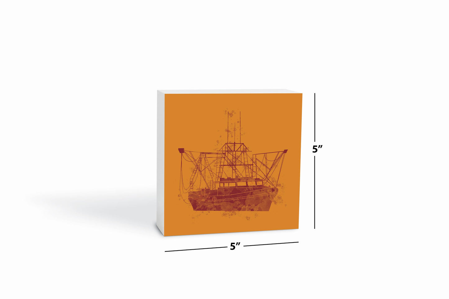 Louisiana Colorful Water Color Shrimp Boat | Wood Block | Eaches | Min 4