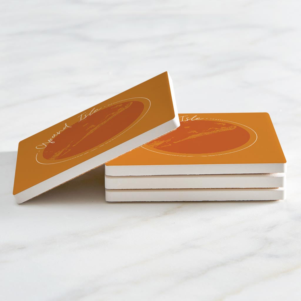Louisiana Colorful Grand Isle Circle Map | Absorbent Coasters | Set of 4 | Min 2