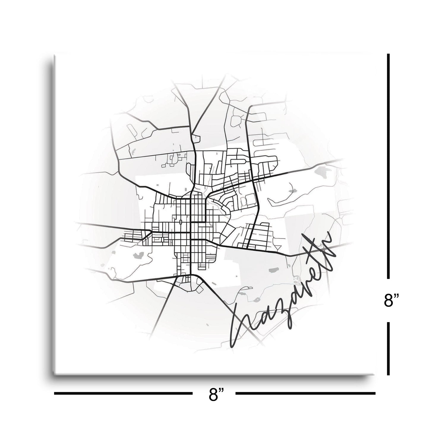 Minimalistic B&W Pennsylvania Nazareth Circle Map | Hi-Def Glass Art | Eaches | Min 2