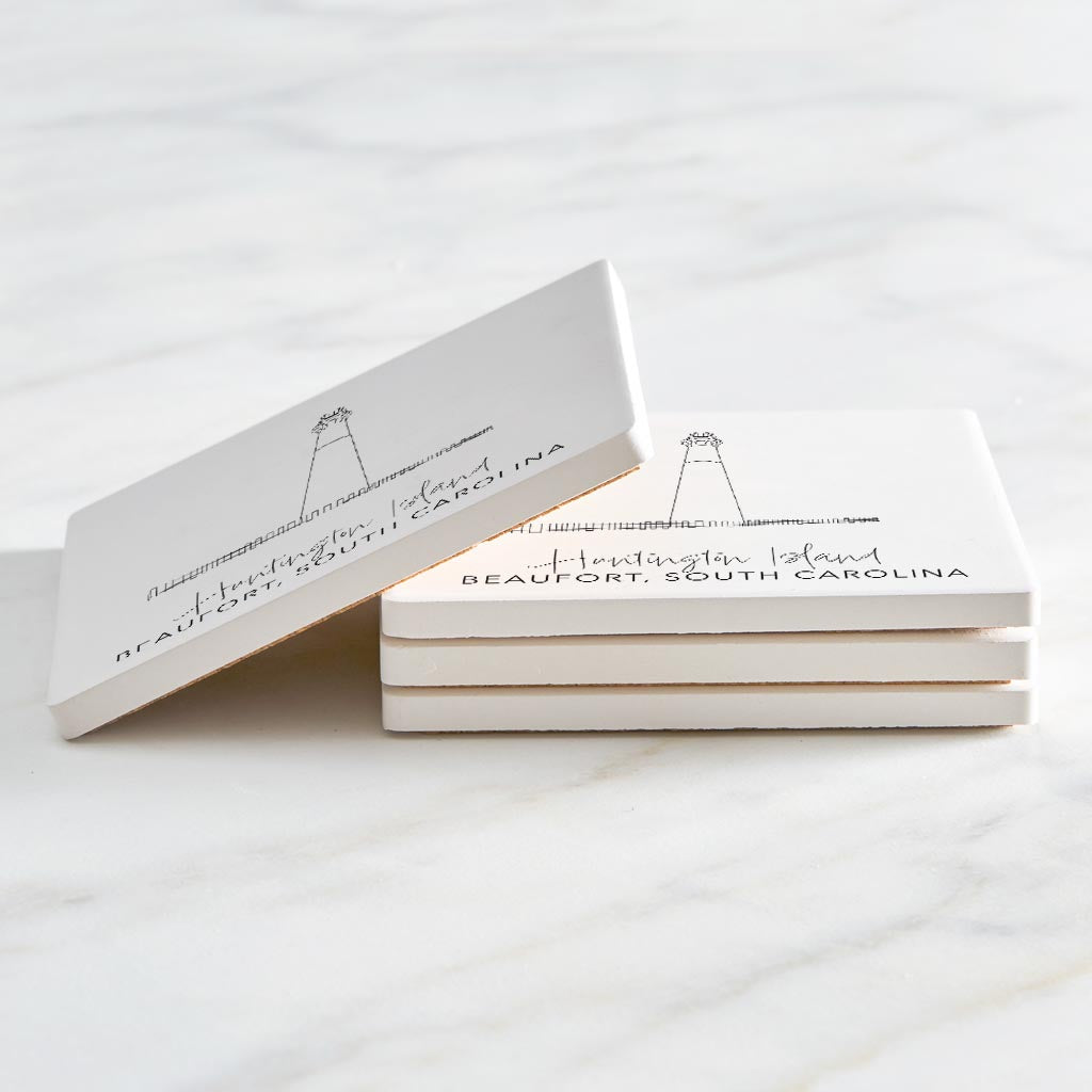 Huntington Island Lighthouse | Absorbent Coasters | Set of 4 | Min 2
