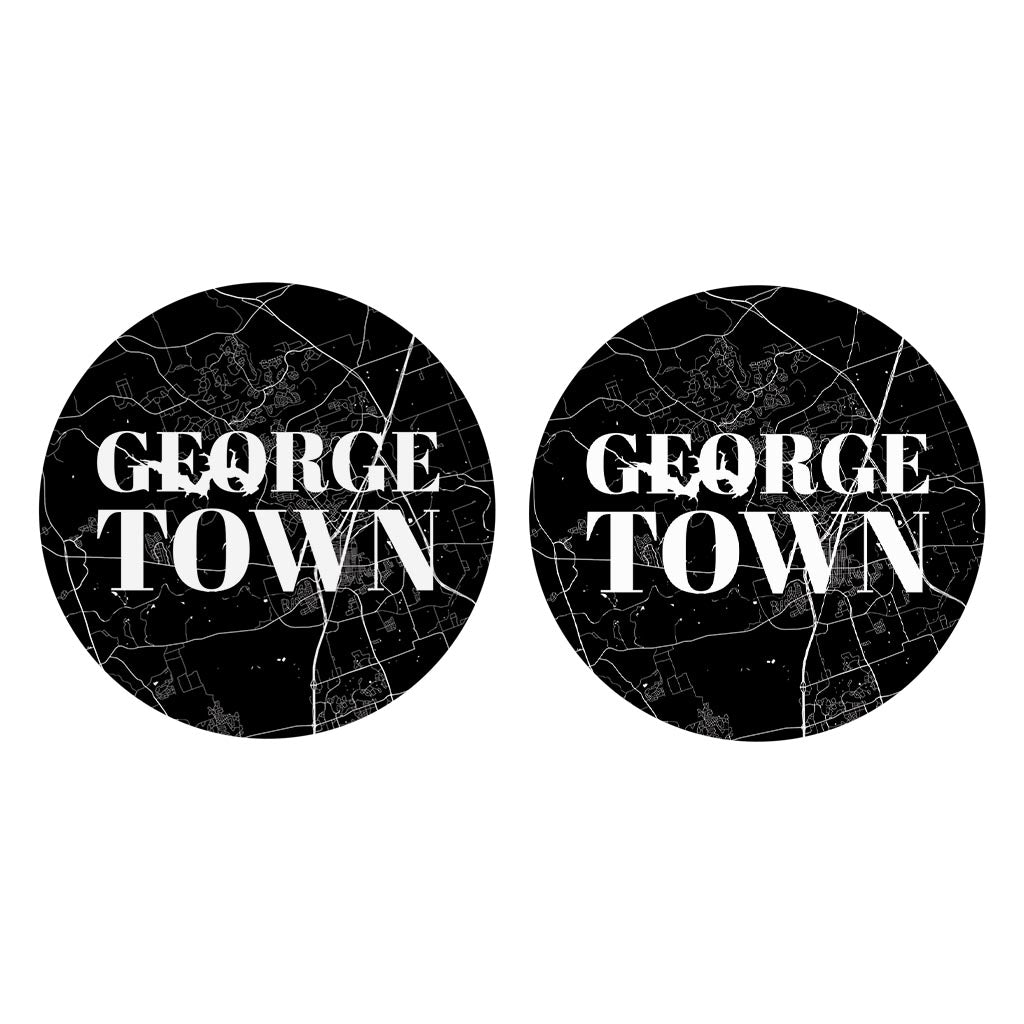 Minimalistic B&W Texas Georgetown Map | Absorbent Car Coasters | Set of 2 | Min 4