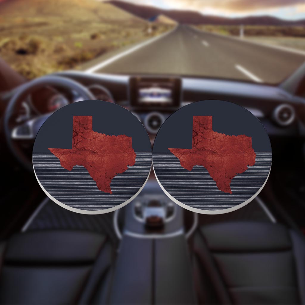 Modern Minimalist Texas Straight Line State Shape| Absorbent Car Coasters | Set of 2 | Min 4