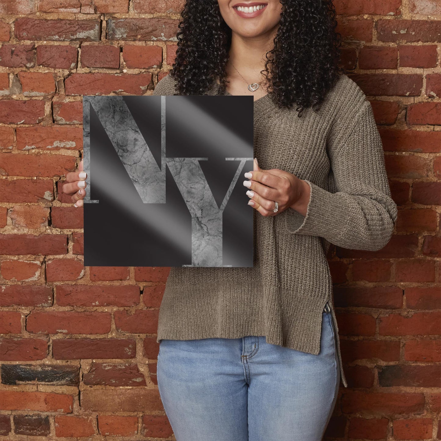 Minimalistic B&W New York Black Initials | Hi-Def Glass Art | Eaches | Min 1