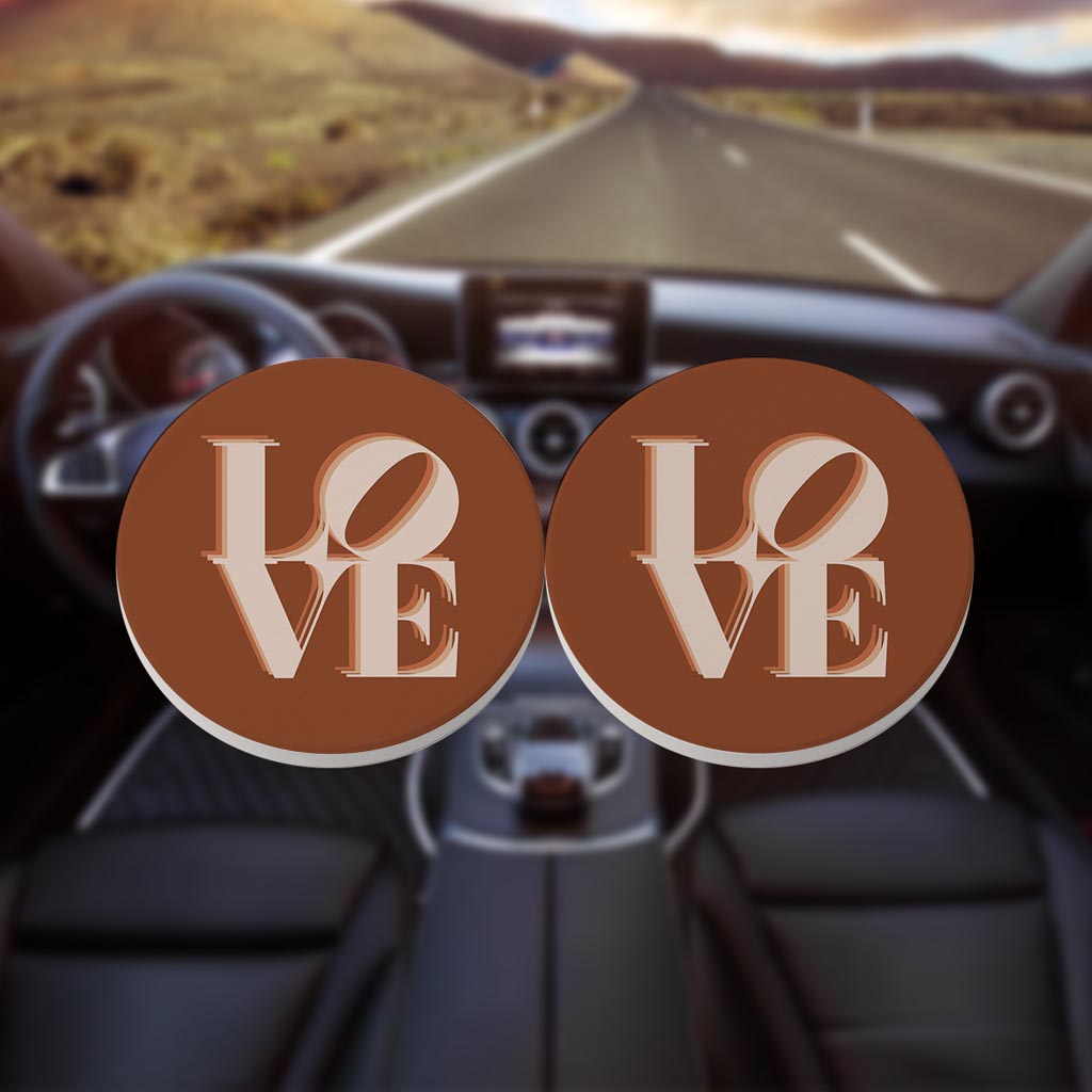 Modern Minimalist Pennsylvania Love Dark | Absorbent Car Coasters | Set of 2 | Min 4