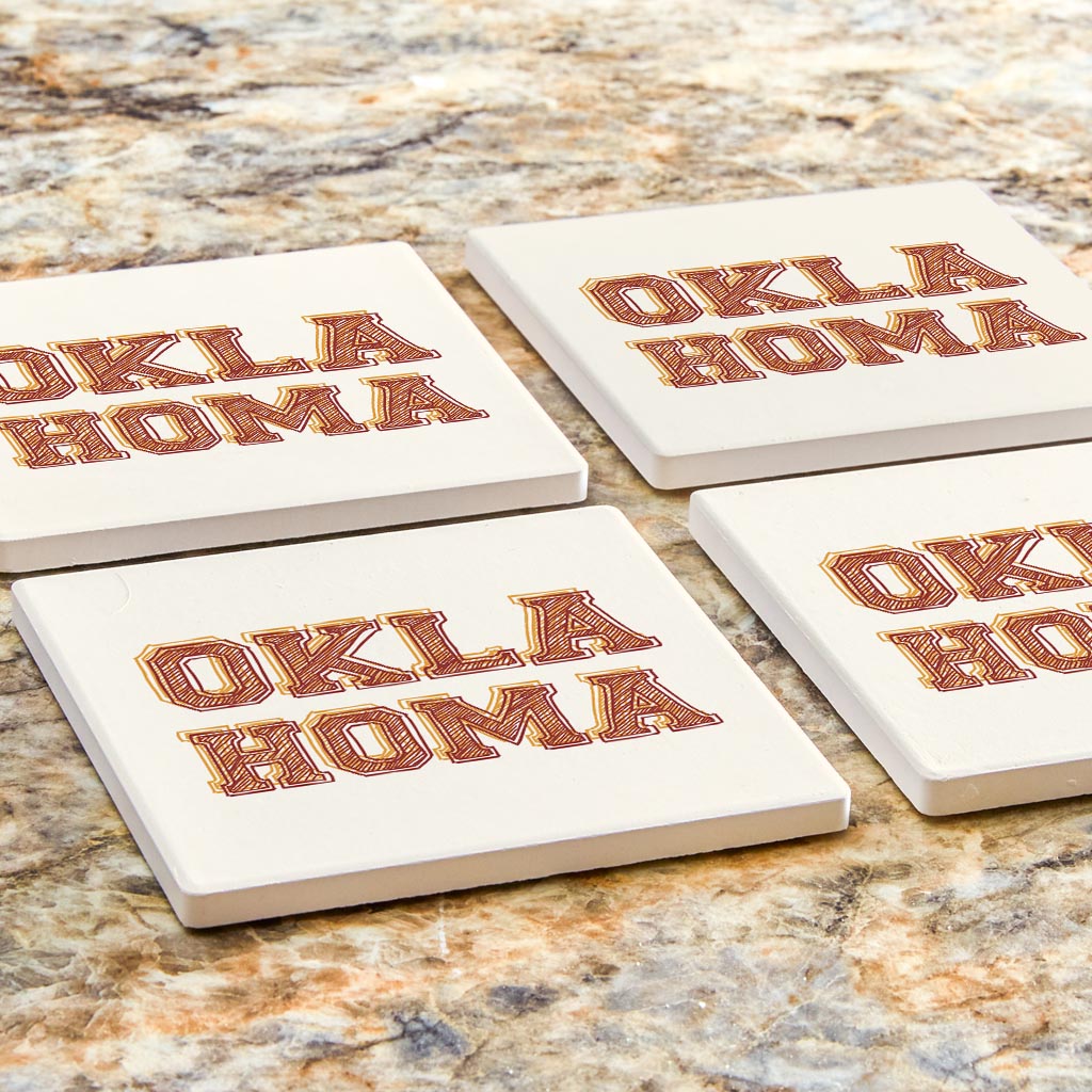 Modern Minimalist Oklahoma| Absorbent Coasters | Set of 4 | Min 2