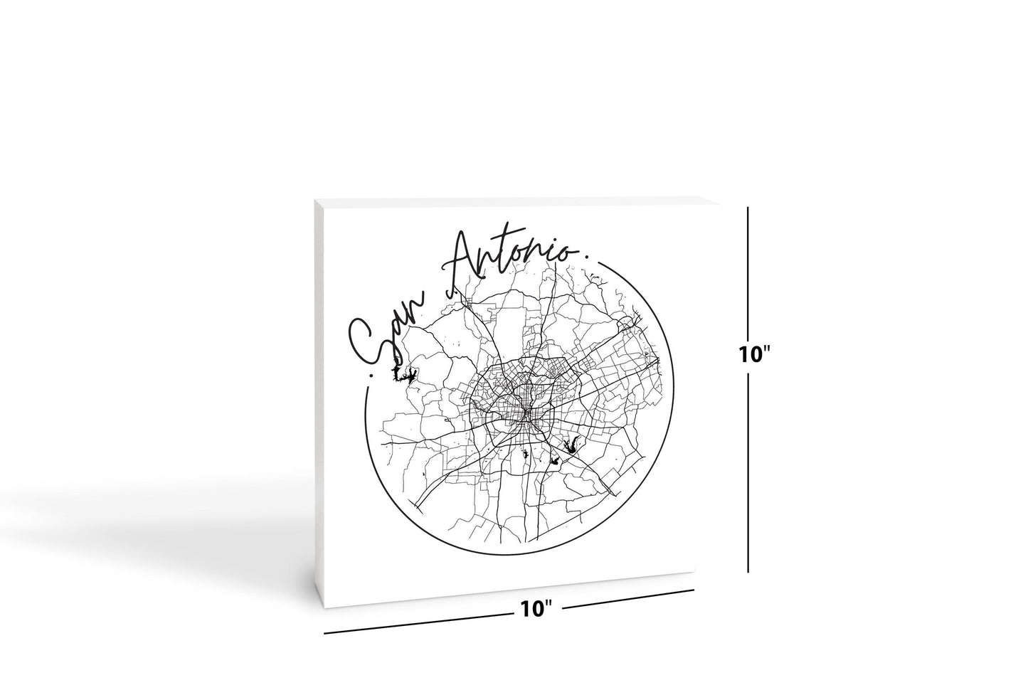 Modern San Antonio Round Map | Wood Block | Eaches | Min 2