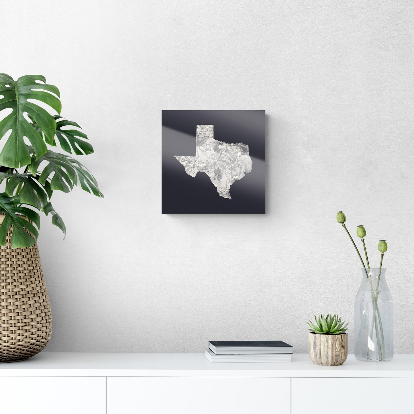 Modern Minimalist Texas Metal State Shape | Hi-Def Glass Art | Eaches | Min 1