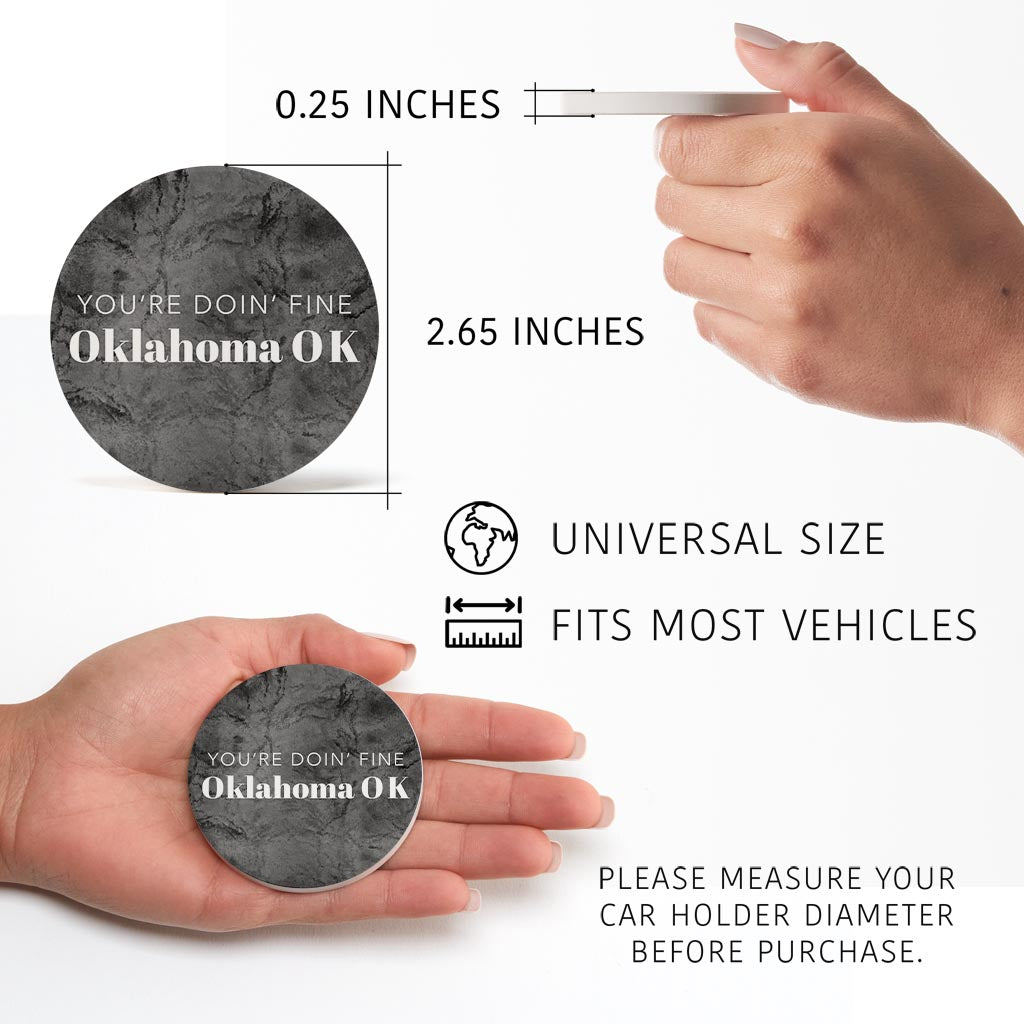 Modern Oklahoma Ok Saying | Absorbent Car Coasters | Set of 2 | Min 4