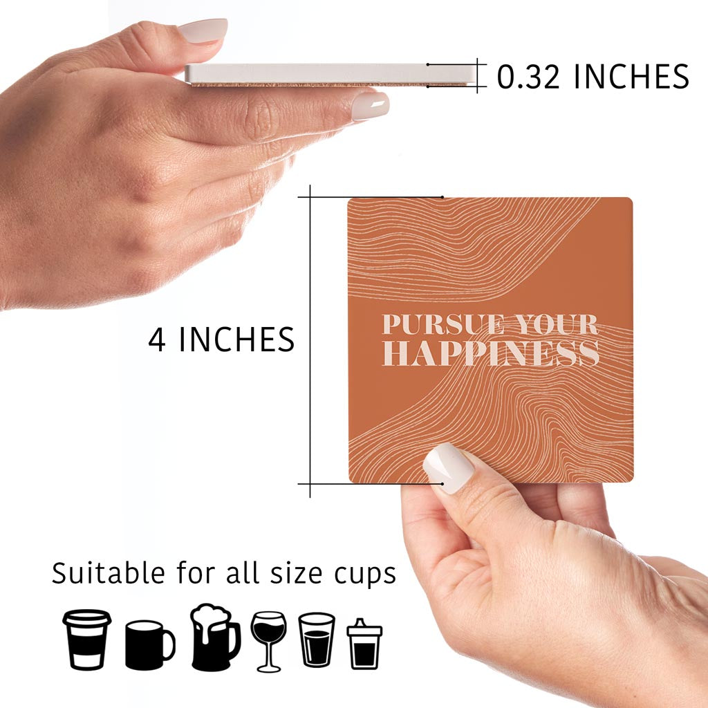 Modern Minimalist Pennsylvania Happiness Quip | Absorbent Coasters | Set of 4 | Min 2
