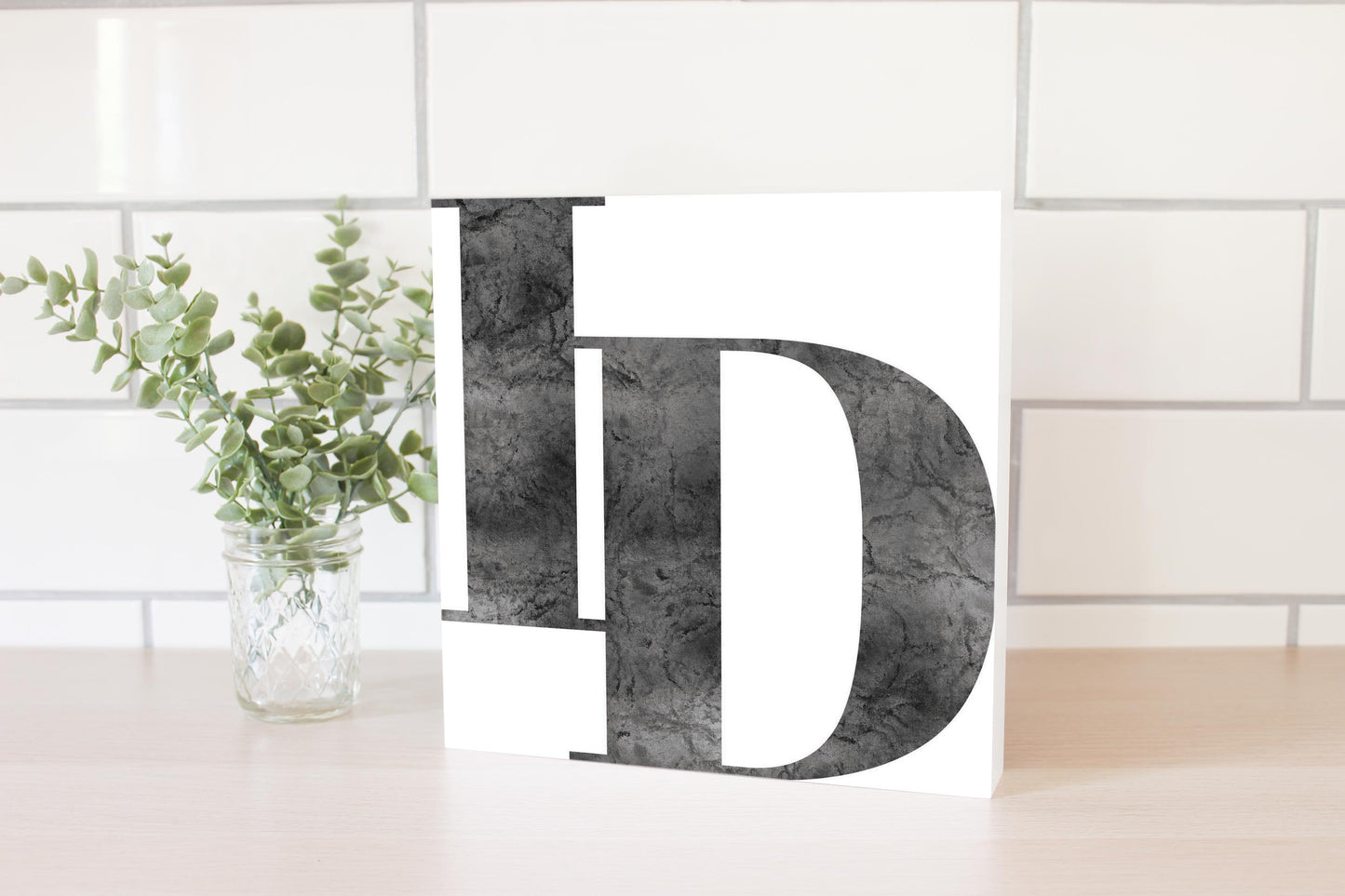 Minimalist B&W Idaho White Initials | Wood Block | Eaches | Min 2