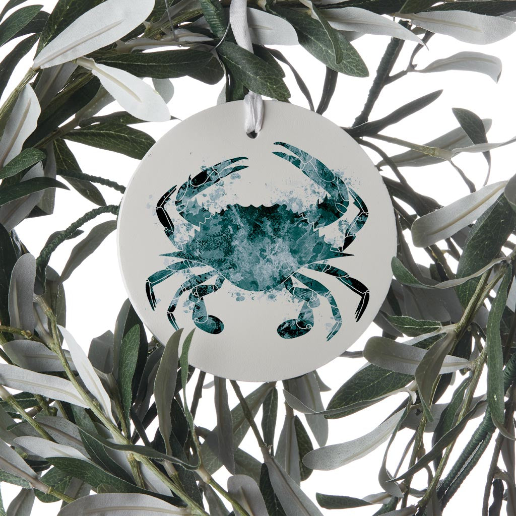 Blue White Water Color Blue Crab | Wood Ornament | Eaches | Min 6