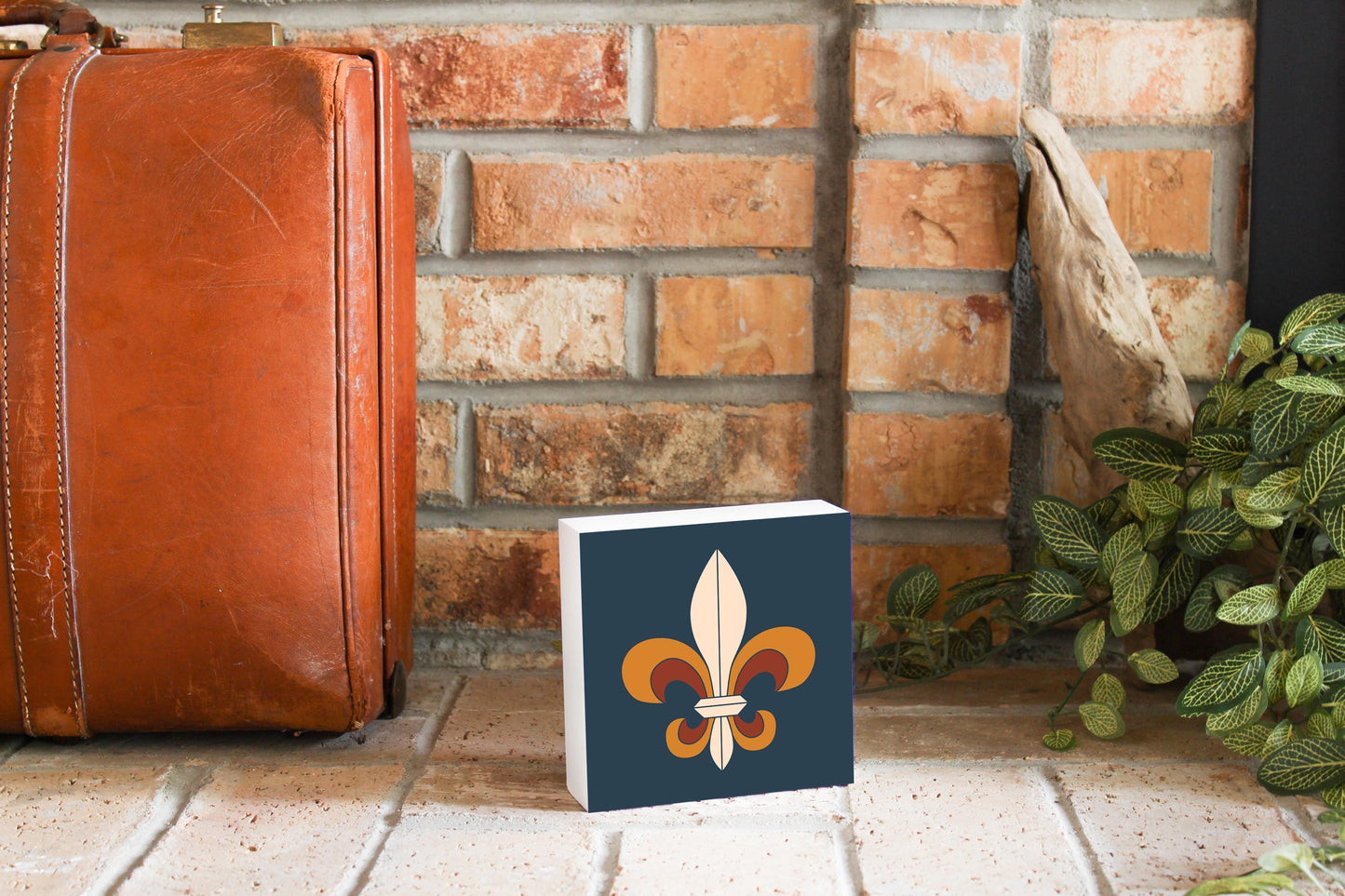 Modern Minimalist Louisiana Colorful Fleu De Lis | Wood Block | Eaches | Min 4