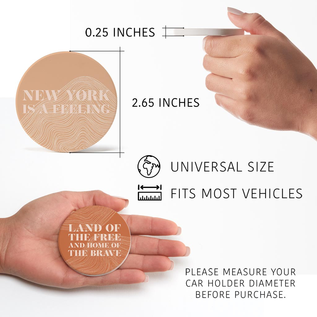 Modern Minimalist New York Quips | Absorbent Car Coasters | Set of 2 | Min 4
