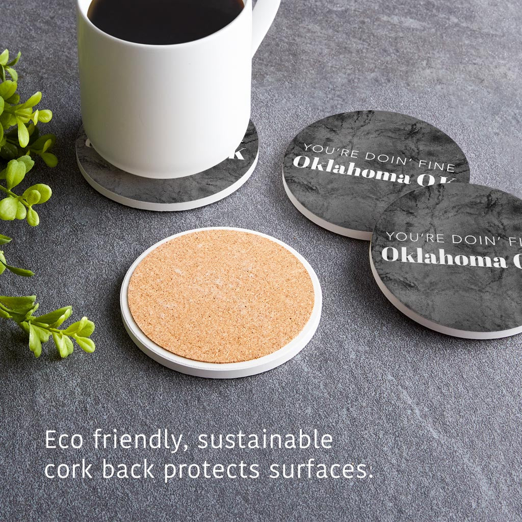 Modern Oklahoma Ok Saying| Absorbent Coasters | Set of 4 | Min 2