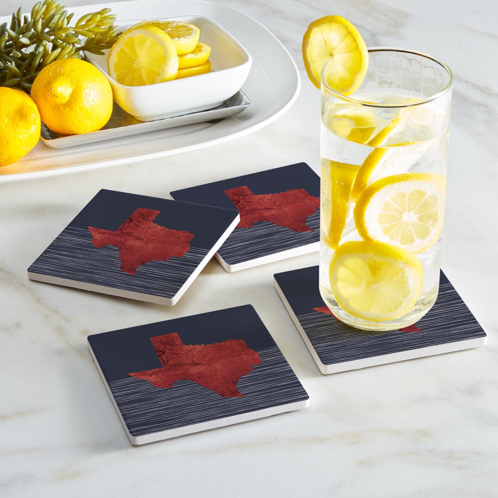 Modern Minimalist Texas Straight Line State Shape | Absorbent Coasters | Set of 4 | Min 2