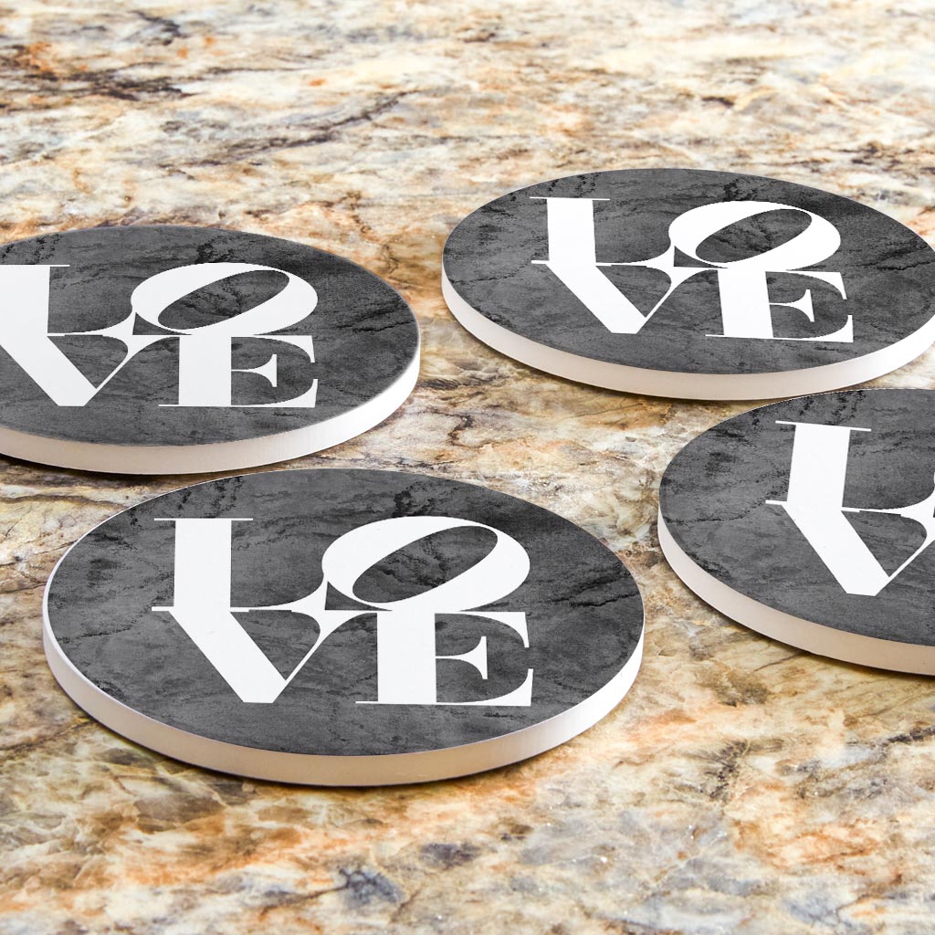 Minimalistic B&W Pennsylvania Love Dark | Absorbent Coasters | Set of 4 | Min 2