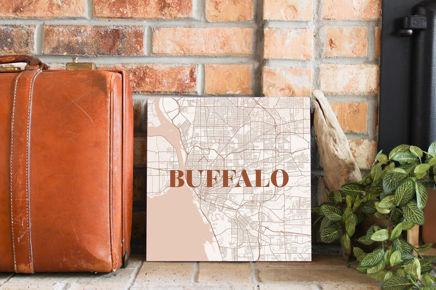 Modern Minimalist New York Buffalo Map | Wood Sign | Eaches | Min 2