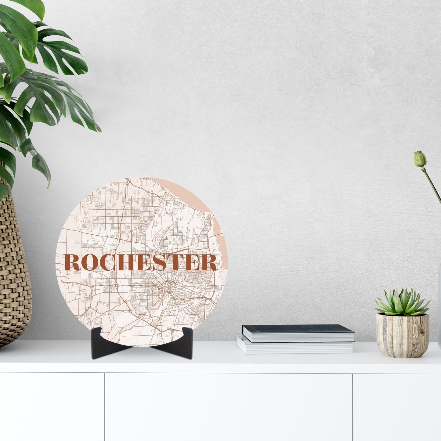 Modern Minimalist New York Rochester Map | Wood Sign | Eaches | Min 1
