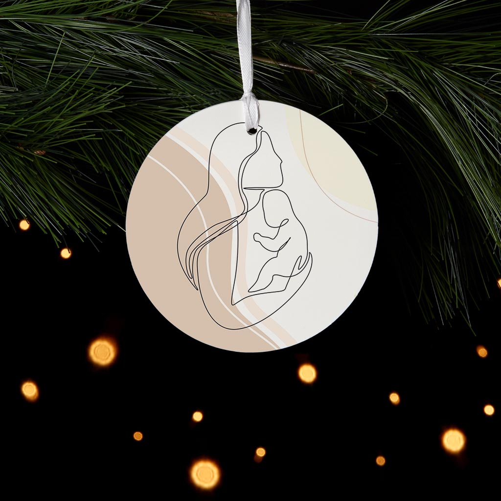 Modern Minimalist Mothers Day Mom Baby | Wood Ornament | Eaches | Min 6