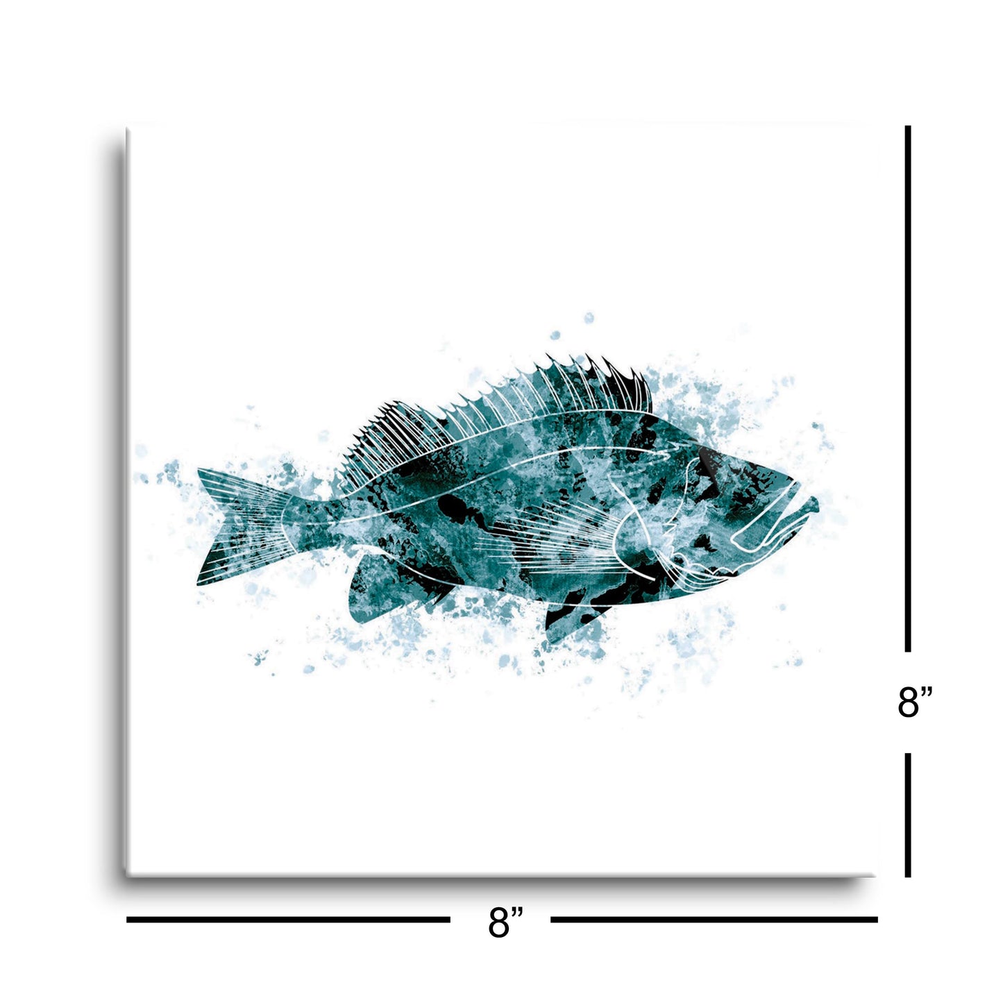 Blue White Water Color Red Fish | Hi-Def Glass Art | Eaches | Min 2