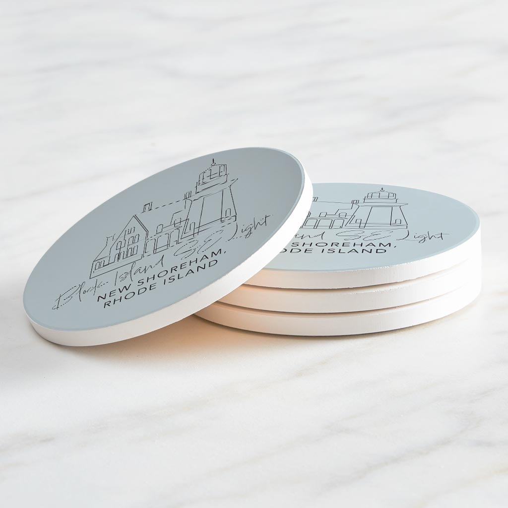 Block Island Se Light Muted Coastal | Absorbent Coasters | Set of 4 | Min 2