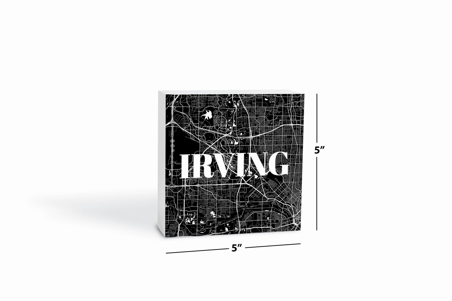 Minimalistic B&W Texas Irving Map| Wood Block | Eaches | Min 4