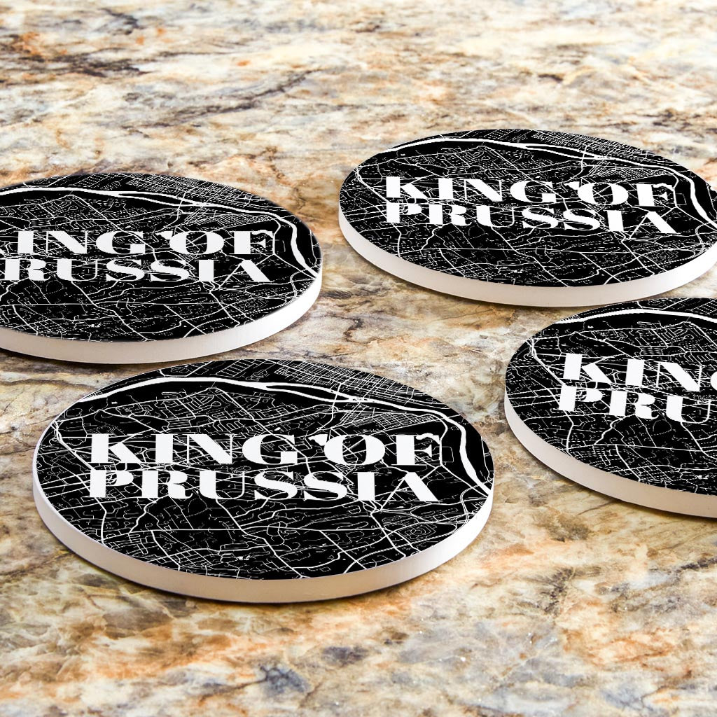Minimalistic B&W Pennsylvania King Of Prussia Map | Absorbent Coasters | Set of 4 | Min 2