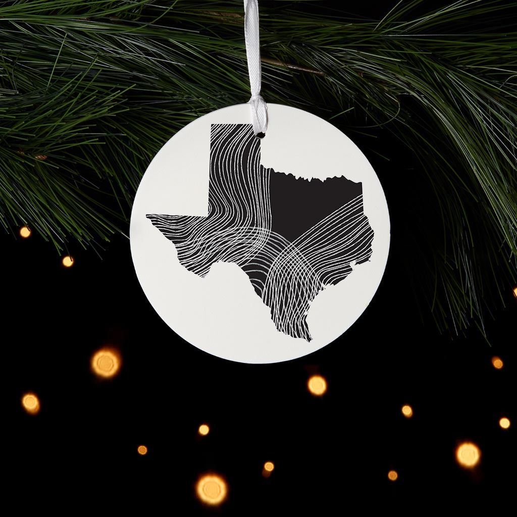 Modern Texas State Shape With Fluid Lines| Wood Ornament | Eaches | Min 6