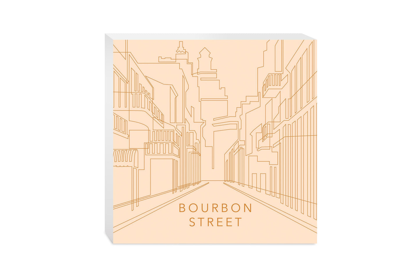 Modern Minimalist Louisiana Bourbon Street Line Drawing | Wood Block | Eaches | Min 2