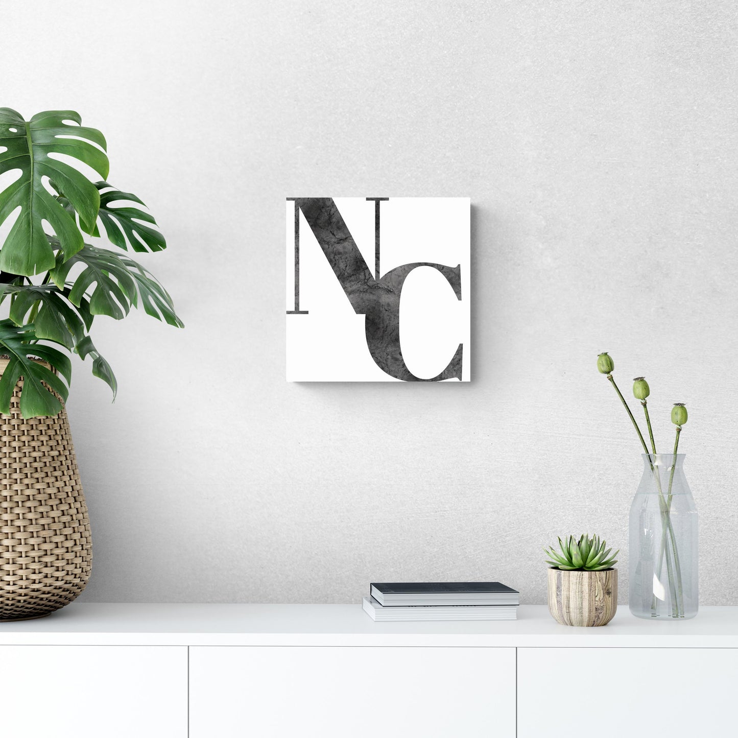 Minimalistic B&W North Carolina White Initials | Wood Sign | Eaches | Min 2