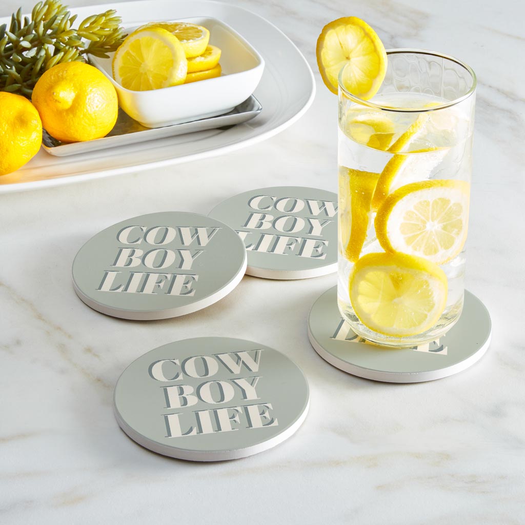 Modern Minimalist Oklahoma Cowboy Life | Absorbent Coasters | Set of 4 | Min 2