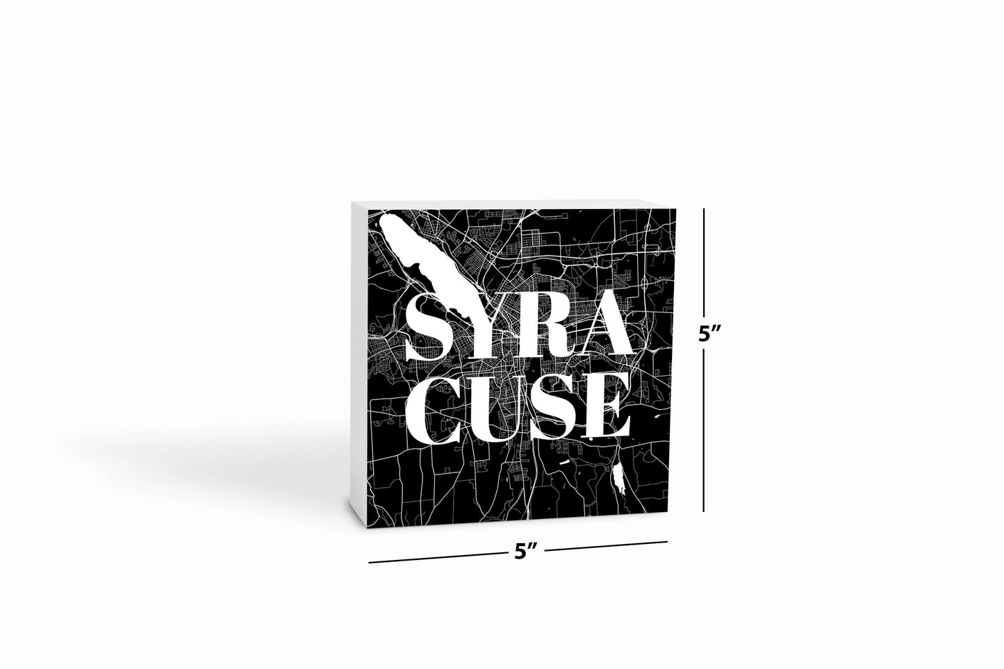 Minimalistic B&W New York Syracuse Map | Wood Block | Eaches | Min 4