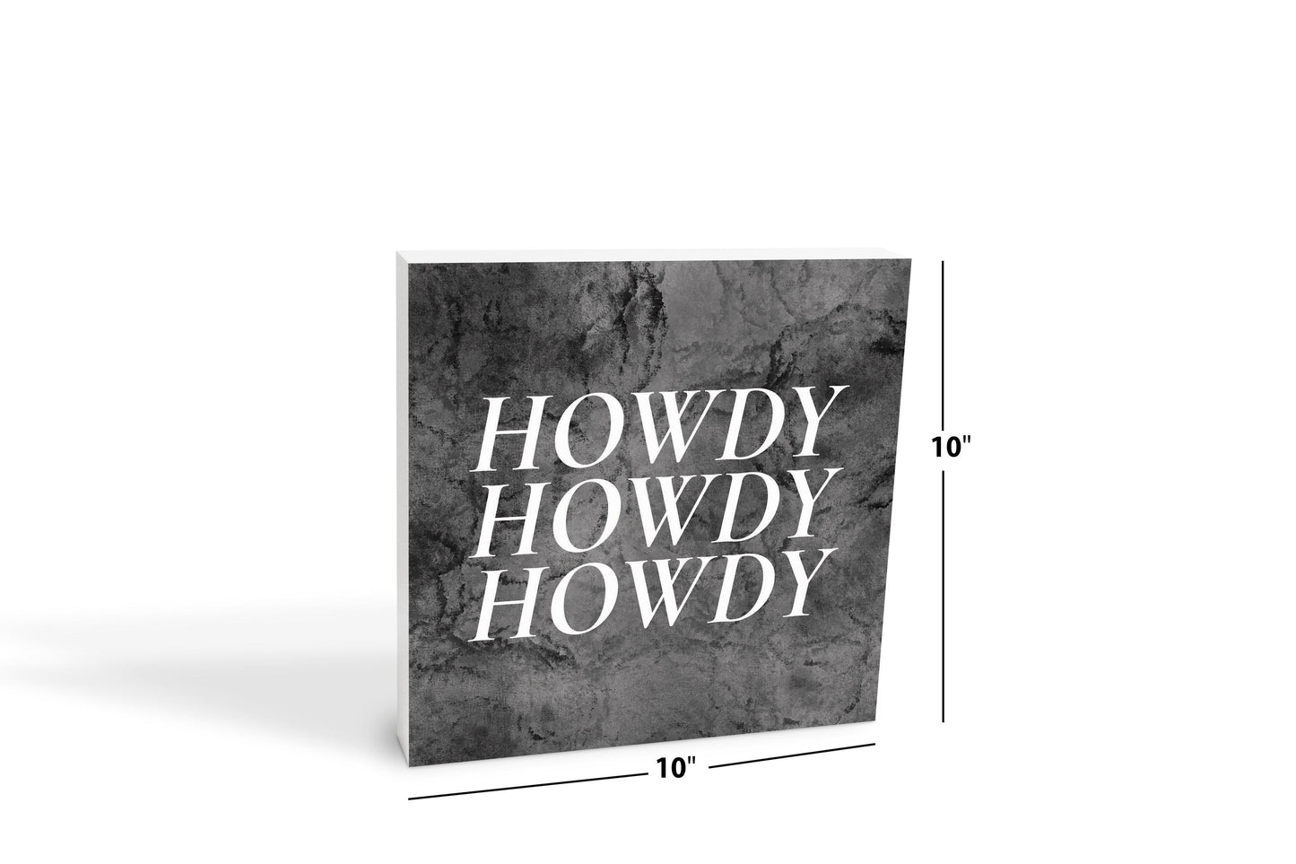 Minimalistic B&W Texas Textured Howdy | Wood Block | Eaches | Min 2