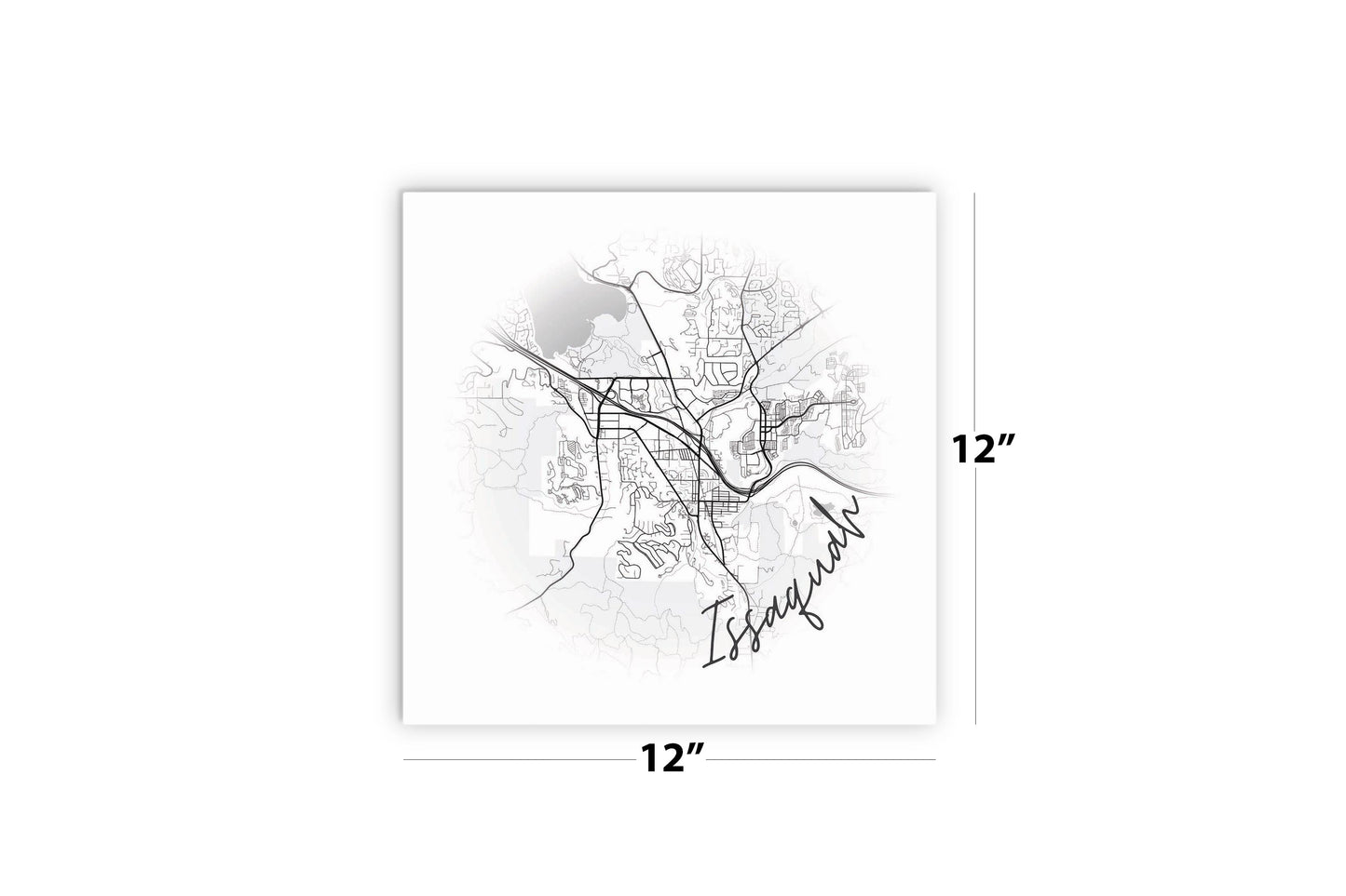 Minimalistic B&W Washington Issaquah Circle Map | Wood Sign | Eaches | Min 2