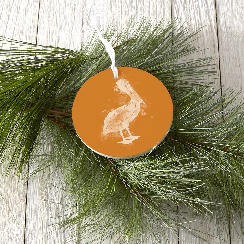 Modern Minimalist Louisiana Pelican Water Color| Wood Ornament | Eaches | Min 6