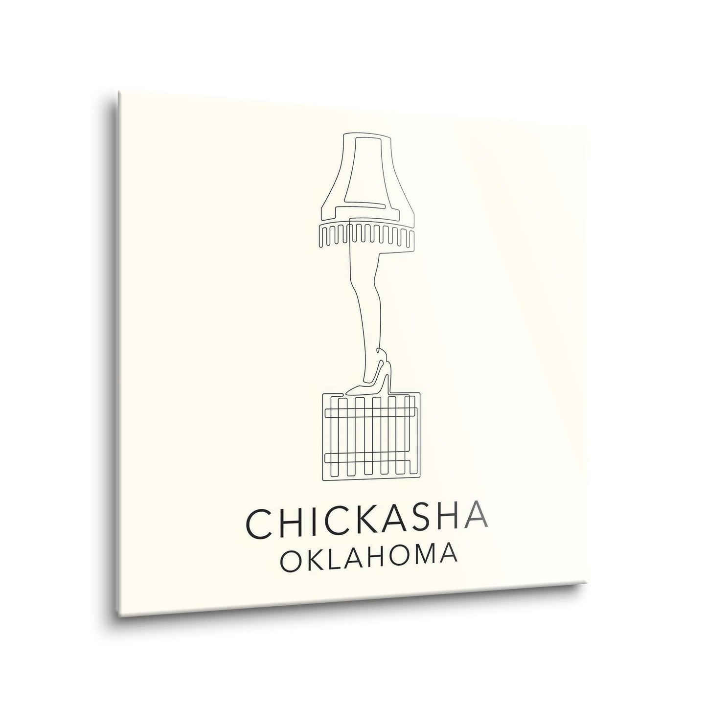 Modern Minimalist Oklahoma Chickasha Leg Lamp| Hi-Def Glass Art | Eaches | Min 1