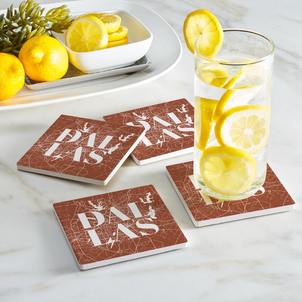 Modern Minimalist Dallas Texas Map| Absorbent Coasters | Set of 4 | Min 2