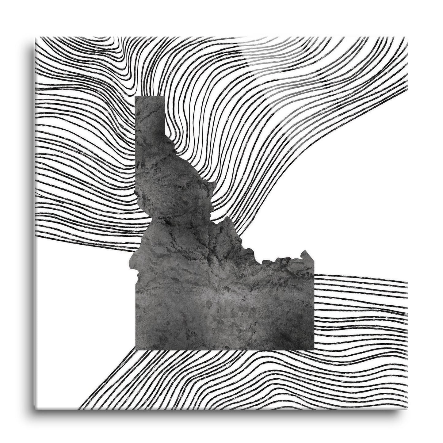 Minimalist B&W Idaho State With Fluid Lines | Hi-Def Glass Art | Eaches | Min 1