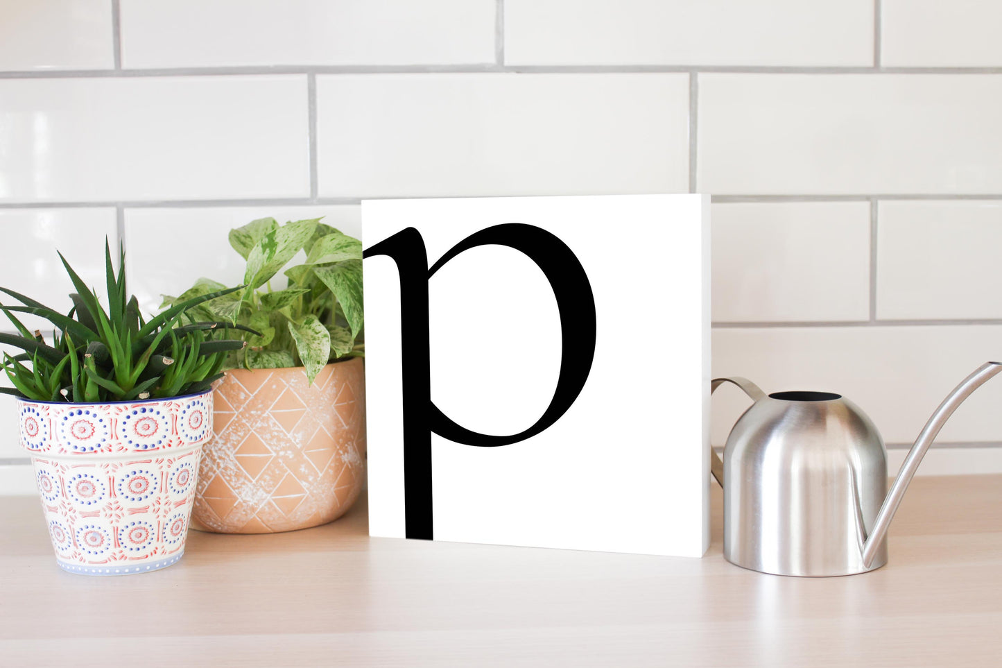 Minimal Monogram P | Wood Block | Eaches | Min 2