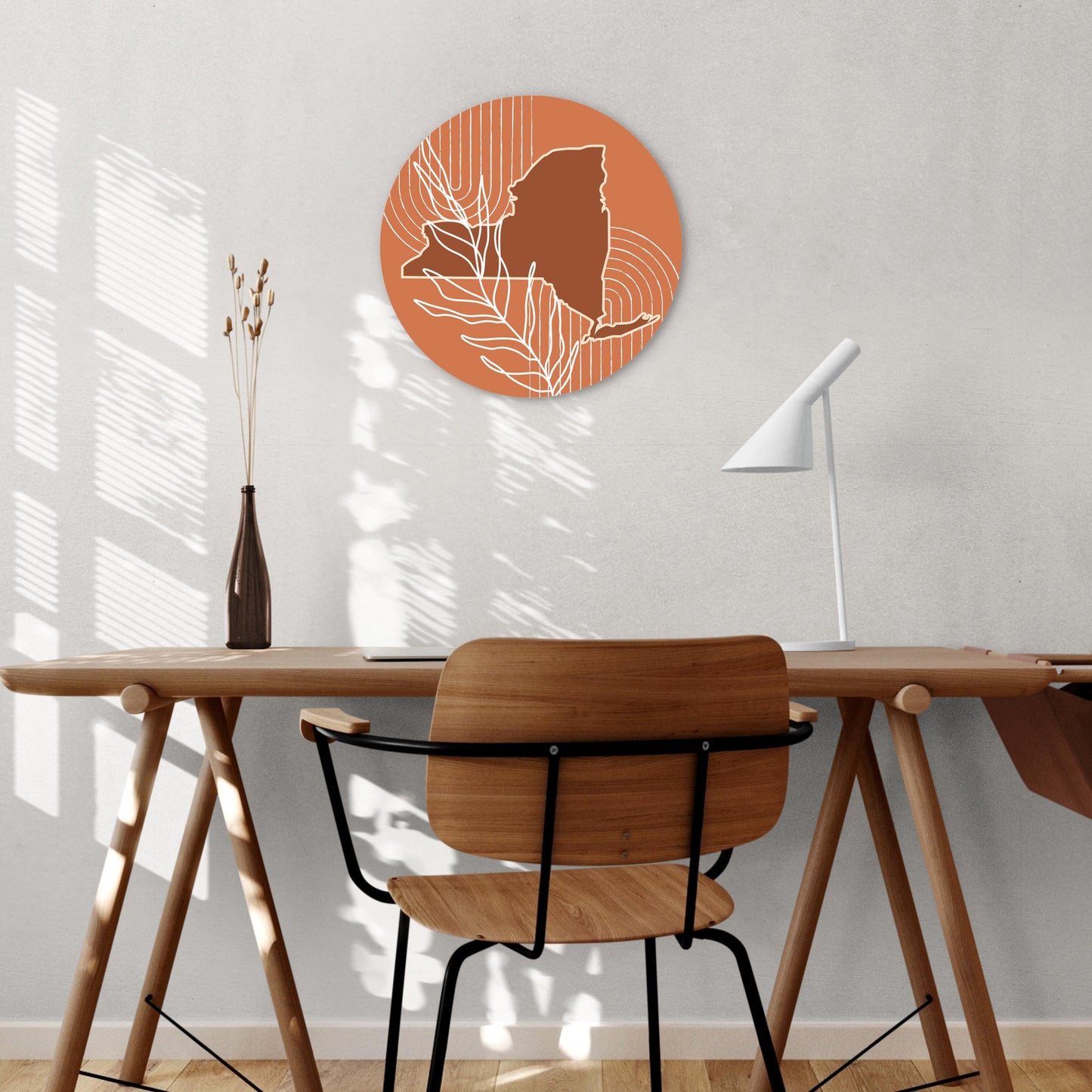 Modern Minimalist New York Shape And Leaf | Wood Sign | Eaches | Min 1