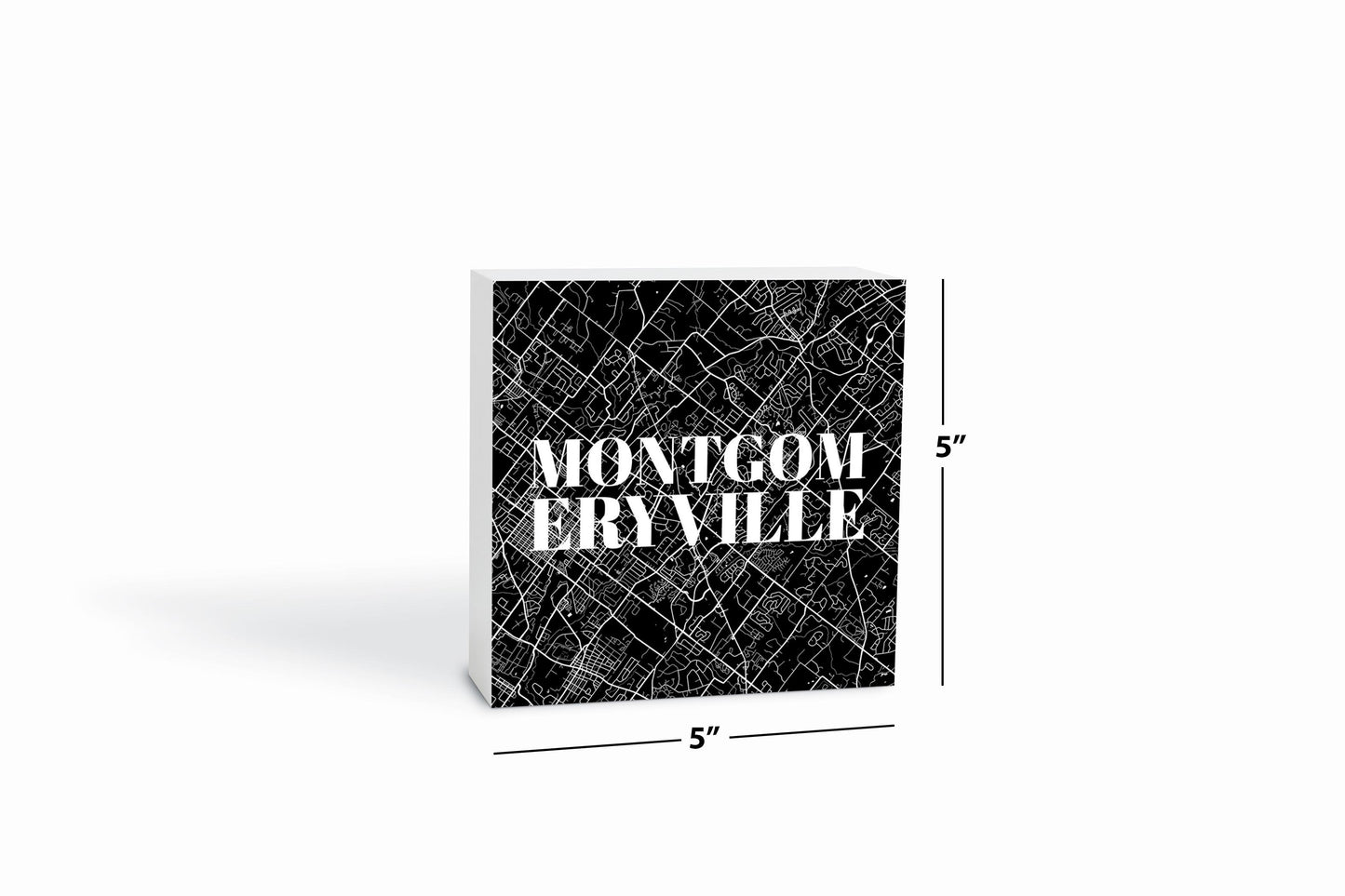 Minimalistic B&W Pennsylvania Montgomeryville Map| Wood Block | Eaches | Min 4
